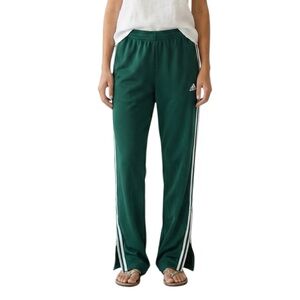 Classic Adidas Green Trackpants Side Zip Split Flare Leg White 3-Stripes XL